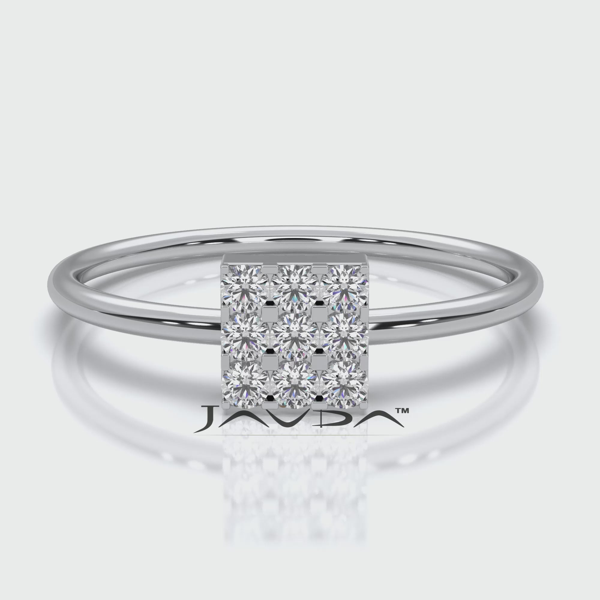 Sleek & Slim Square Shape Round Cut Lab Diamond Fashion Ring 0.17ctw.